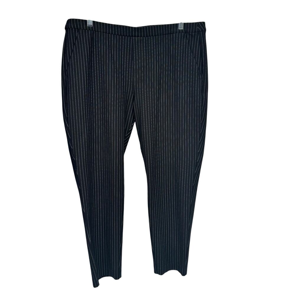 Liverpool Black White Pinstripe Pull On Ankle Pants Pants Size 14